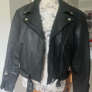 Vintage Black Leather Women's Jacket